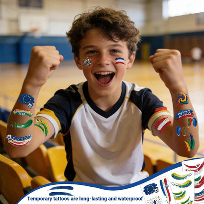 Awinmay 45 Pcs Soccer Tattoos - World Cup Temporary Tattoos for Kids，Adult，Teens，Soccer Party Favors Sports Themed Supplies Fake Tattoo Stickers，World Cup 2026 Merchandise，Kids Goodie Bag Stuffers
