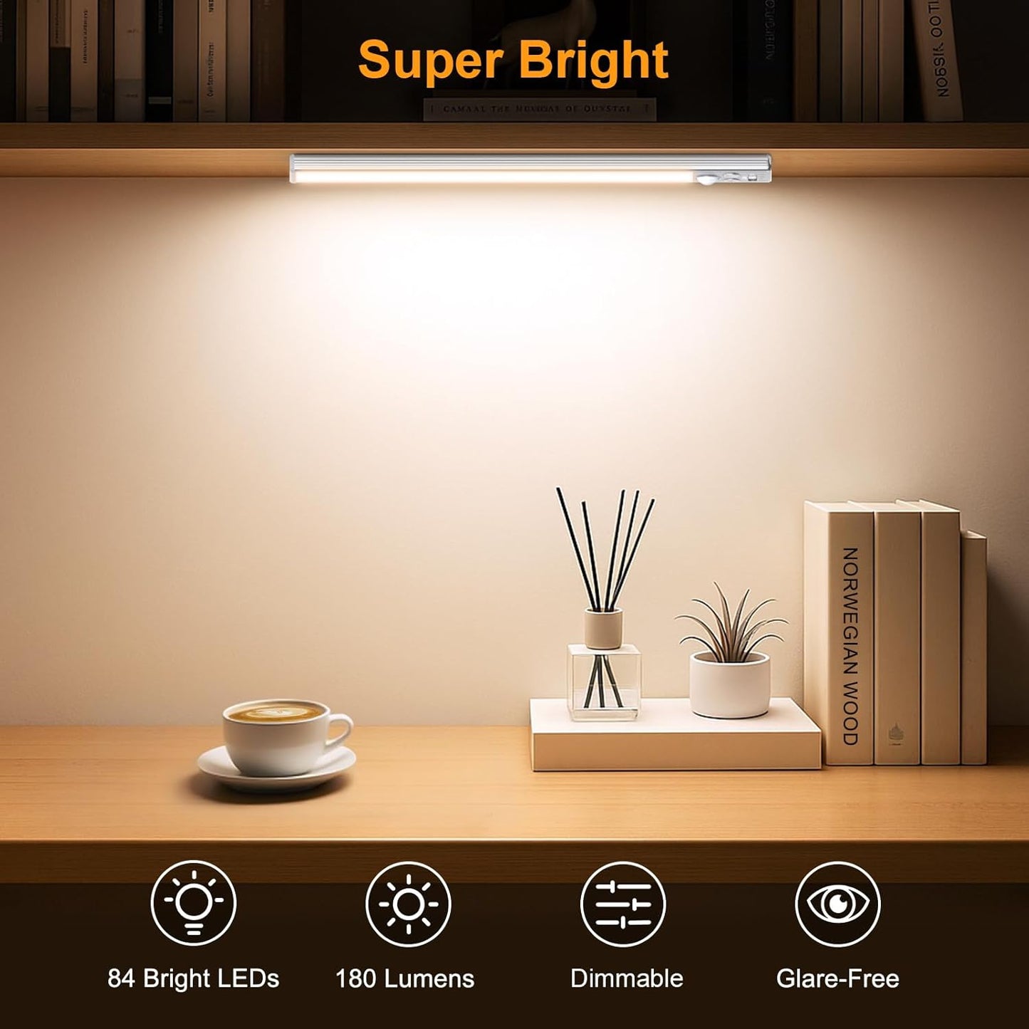 Gritin_10.2inch/_14.7_inch_Under_Cabinet_Lighting_Rechargeable_-84_LED_Super_Bright,3-Color&_5_Level_Brightness,4_Modes,Motion_Sensor,Long_Lasting-_Easy_Installation_Magnetic_Under_Cabinet_Closet_Lights_-2_Pack