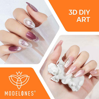 Modelones Nail Art, Sculpting Gel Glue for Molding, Drawing, Charms & Gems Glue, Nail Stuff for Chrome Powder and Rhinestone Design No Wipe, U V Light Cured Salon & DIY Use