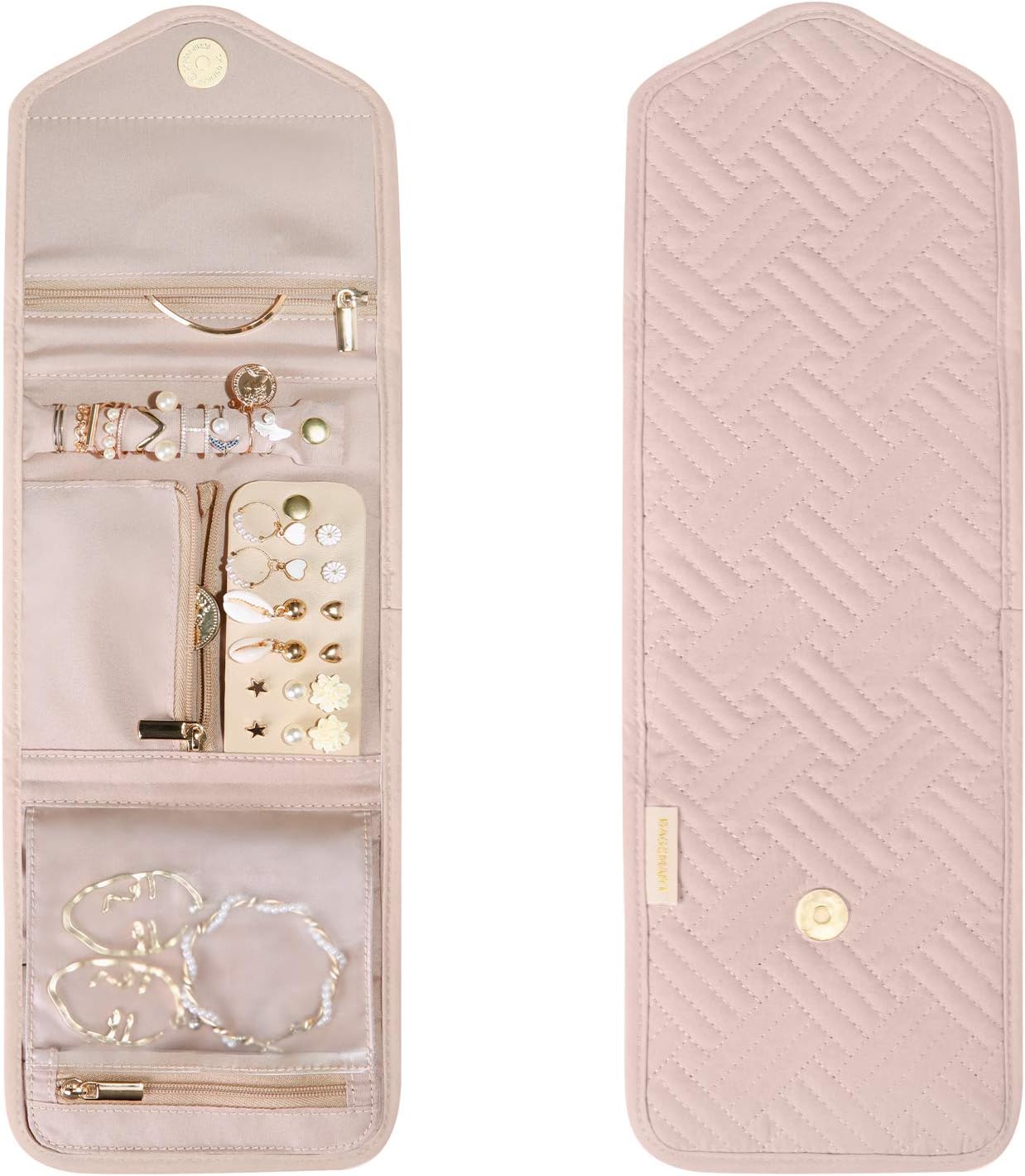 BAGSMART_Travel_Jewelry_Organizer_Case_Foldable_Small_Jewelry_Roll_for_Journey_Rings,_Necklaces,_Earrings,_Bracelets,Mini,Soft_Pink