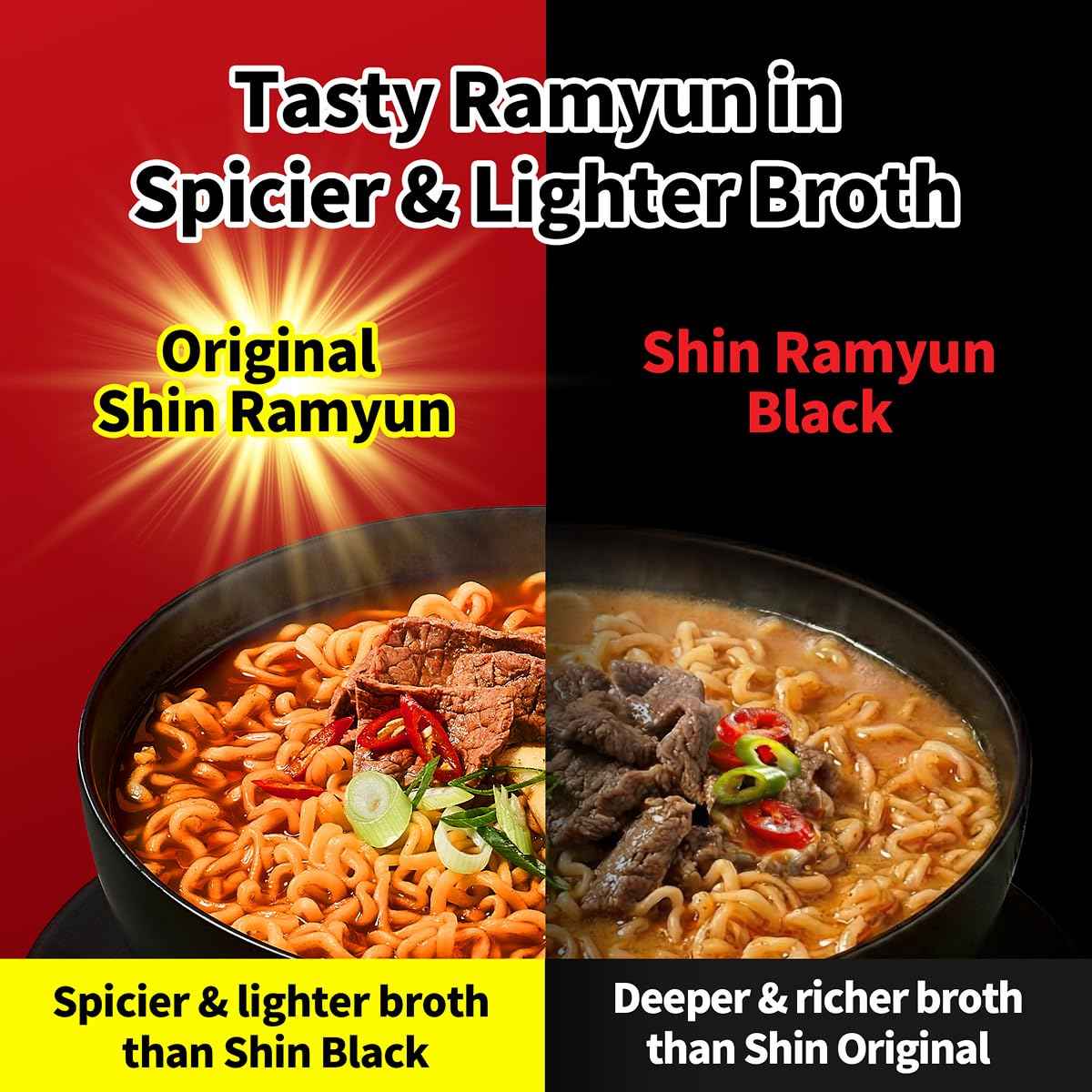 Nongshim Shin Ramyun Bowl Noodles, Spicy Korean Signature Instant Ramyun, Rich Beef Flavored Broth, Quick and Easy, Microwaveable Bowl