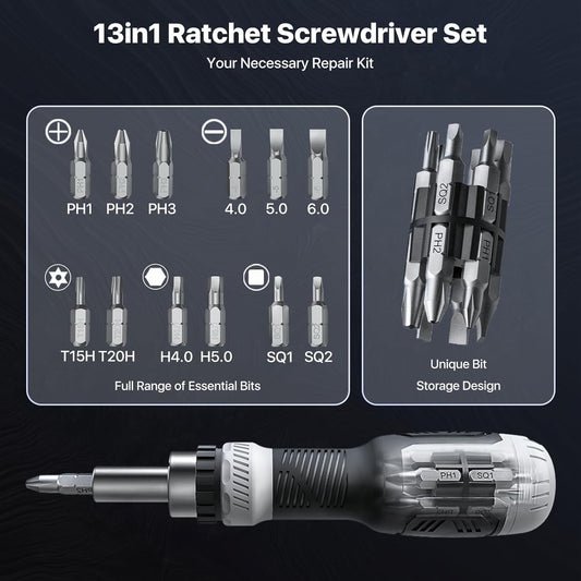 13-in-1_Ratchet_Screwdriver_Set_Tool_All_in_One,_[Built_to_Last]_Multi_Screw_Driver_Set_Kit,_Flat_Head,_Philips,_Torx,_Hex,_Square,_Repair_Kit,_Man_Gift_Nut_Driver