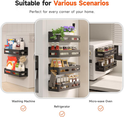 4_Pack_Magnetic_Spice_Rack_for_Refrigerator,_Spice_Rack_Organizer,_Moveable_Magnetic_Shelf_Fridge_Organizer_with_4_Hooks_for_Kitchen_and_Oven_Organization,_Black
