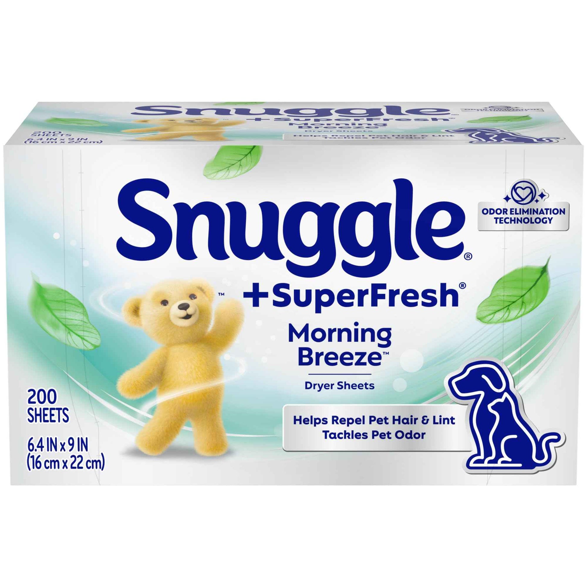 Snuggle SuperFresh Fabric Softener Dryer Sheets, 200 Count, Morning Breeze, Long-Lasting Fresh & Clean Scent, Tackles Pet Odor, Helps Repel Pet Hair, Reduces Static & Fights Wrinkles, HE Safe