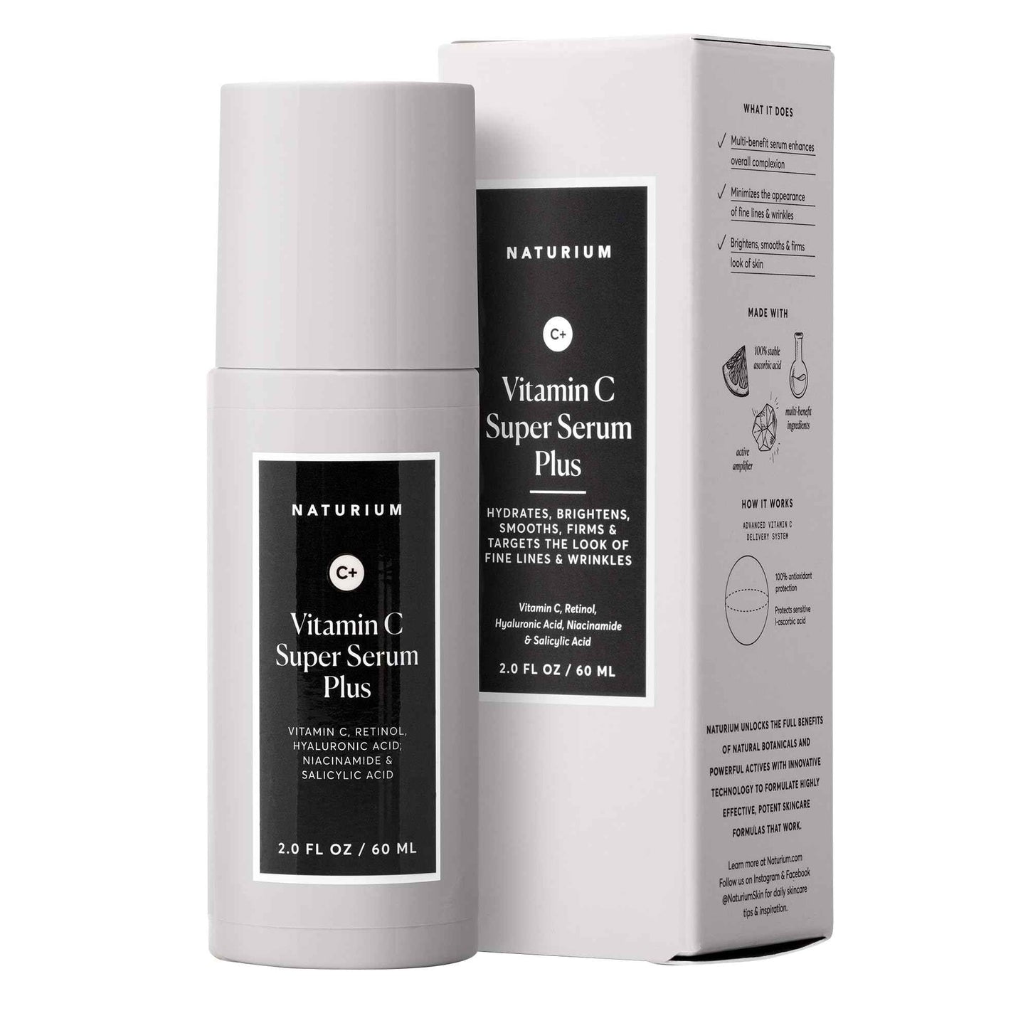 Naturium Vitamin C Super Serum Plus, Smoothing Face Care, plus Retinol, Hyaluronic Acid, Niacinamide & Salicylic Acid