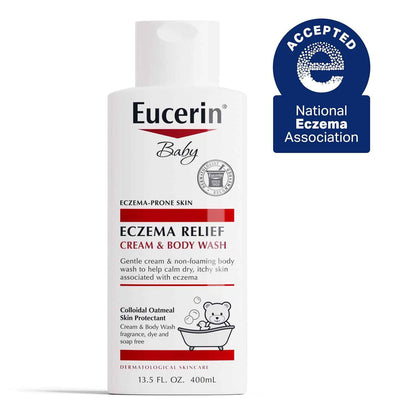 Eucerin Baby Eczema Relief Cream Body Wash, Fragrance Free Eczema Body Wash for Babies with Colloidal Oatmeal