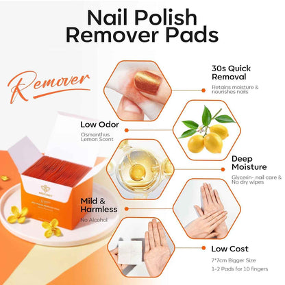 Modelones Nail Polish Remover Pads, Acetone Nail Polish Remover Wipes 50 PCS Professional Individually Wrapped Wet Wipes Easily & Quickly  Smell Glycerin Moisturizing Big Size Portable