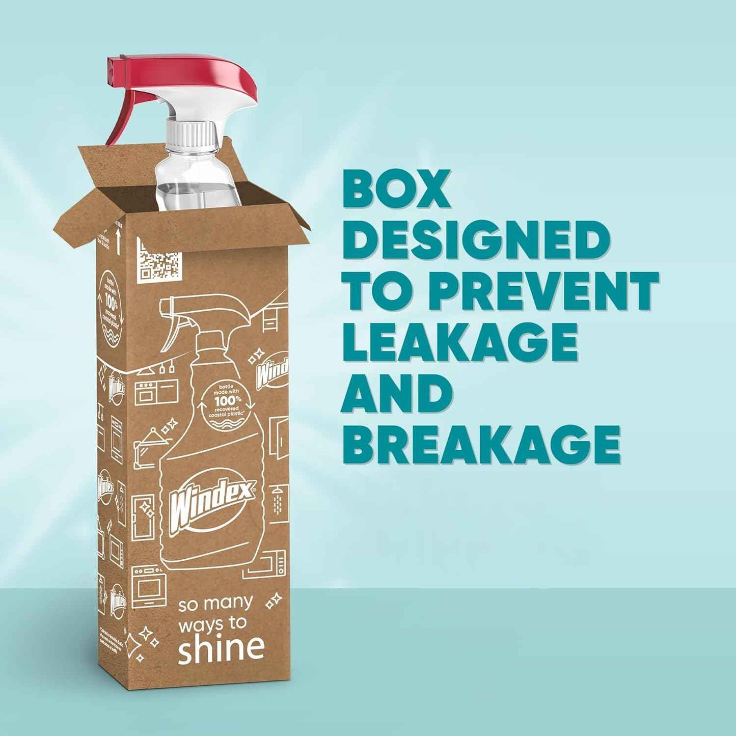 Windex Vinegar Glass and Surface Cleaner Spray Bottle, Packaging Designed to Prevent Leakage and Breaking, Surface Cleaning Spray