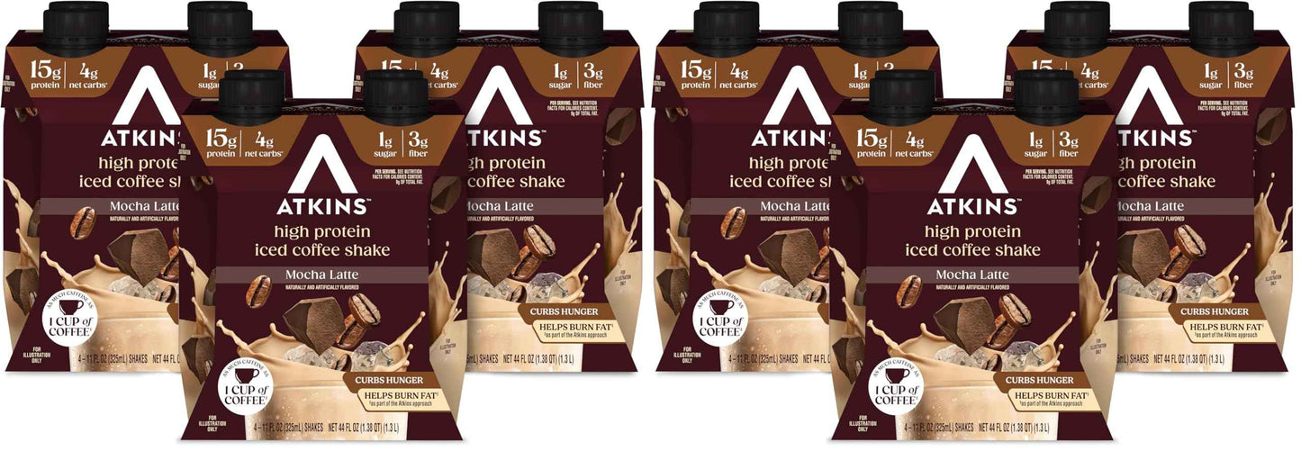 Atkins Iced Coffee Protein Shake, 15g Protein, 4g Net Carbs, 1g Sugar, Low Carb, Keto Friendly, High Protein Shake