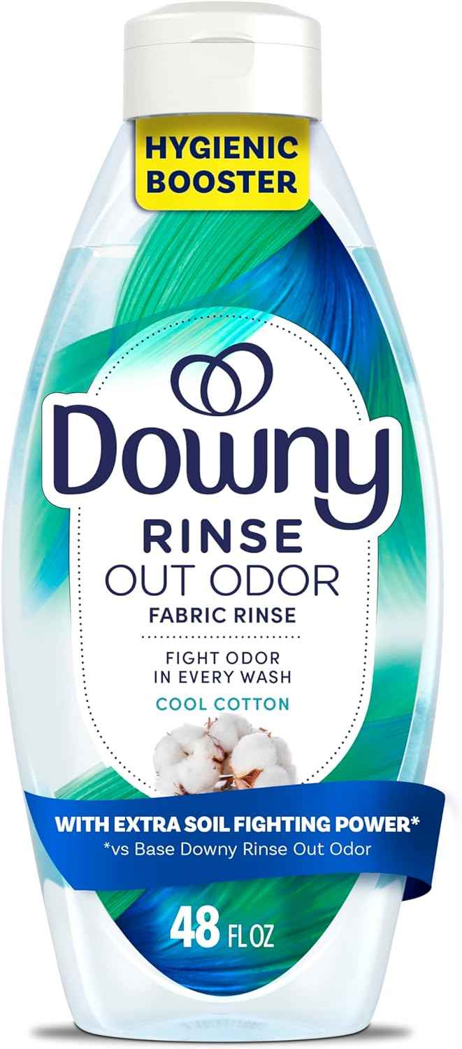 Downy Rinse Laundry Odor Remover, Cool Cotton Scent, Fabric Softener And Laundry Odor Removal Rinse, Fights Odors At The Source, HE Compatible