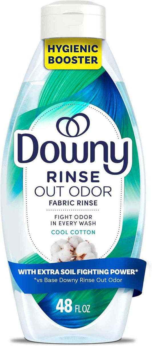 Downy Rinse Laundry Odor Remover, Cool Cotton Scent, Fabric Softener And Laundry Odor Removal Rinse, Fights Odors At The Source, HE Compatible