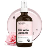 Rose Water Spray for Face & Organic Rose Water for Hair - USDA Certified Rosewater Facial Toner - Alcohol-Free Makeup Setting Hydrating Face Mist