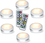 Starxing Puck Lights, Battery Operated Light with Remote Control, Led Under Cabinet Lighting Wireless, Dimmable Closet Lights(Natural White 6PK)