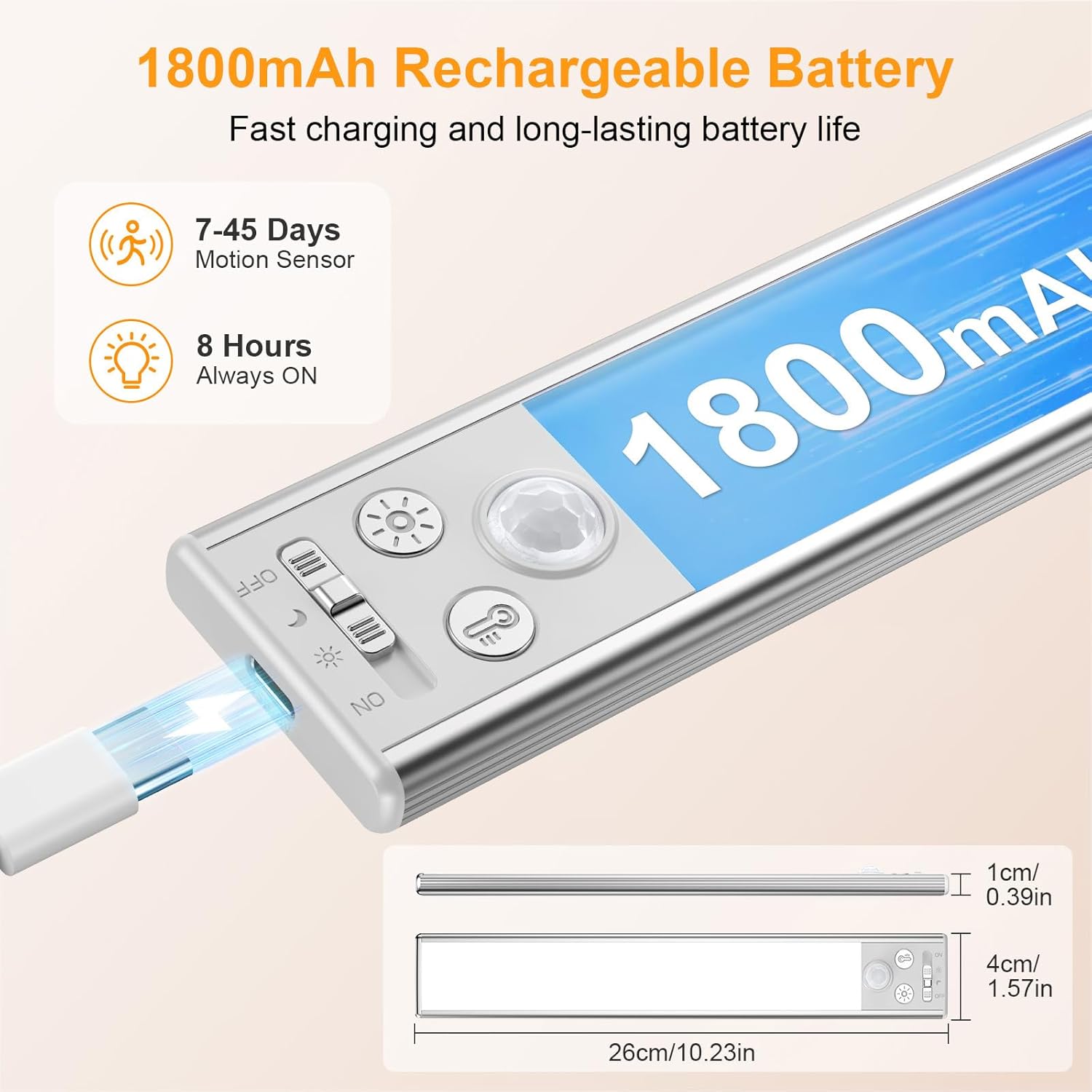 Gritin_10.2inch/_14.7_inch_Under_Cabinet_Lighting_Rechargeable_-84_LED_Super_Bright,3-Color&_5_Level_Brightness,4_Modes,Motion_Sensor,Long_Lasting-_Easy_Installation_Magnetic_Under_Cabinet_Closet_Lights_-2_Pack
