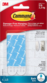 Command Modern Reflections Large Metal Bath Hook, Satin Nickel, 1-Hook with Water-Resistant Strips, Organize Damage-Free