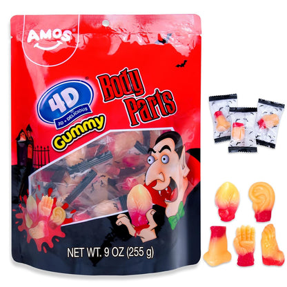 Amos 4D Gummy Body Parts Halloween Candy – Spooky Gummy Snacks Fun Halloween Candy for Trick-or-Treat & Party Favors