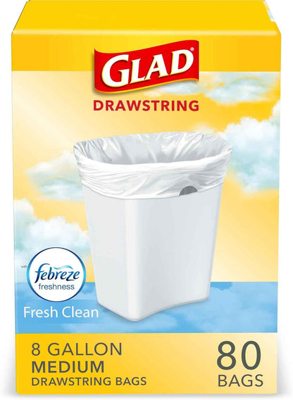 Glad Medium Trash Bags, 8 Gallon, With Odor Control and Drawstring