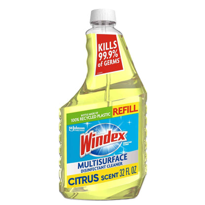 Windex Multipurpose Cleaner Disinfectant Bottle, Packaging Designed to Prevent Leakage and Breaking, Surface Cleaning Spray, Citrus Fresh Scent