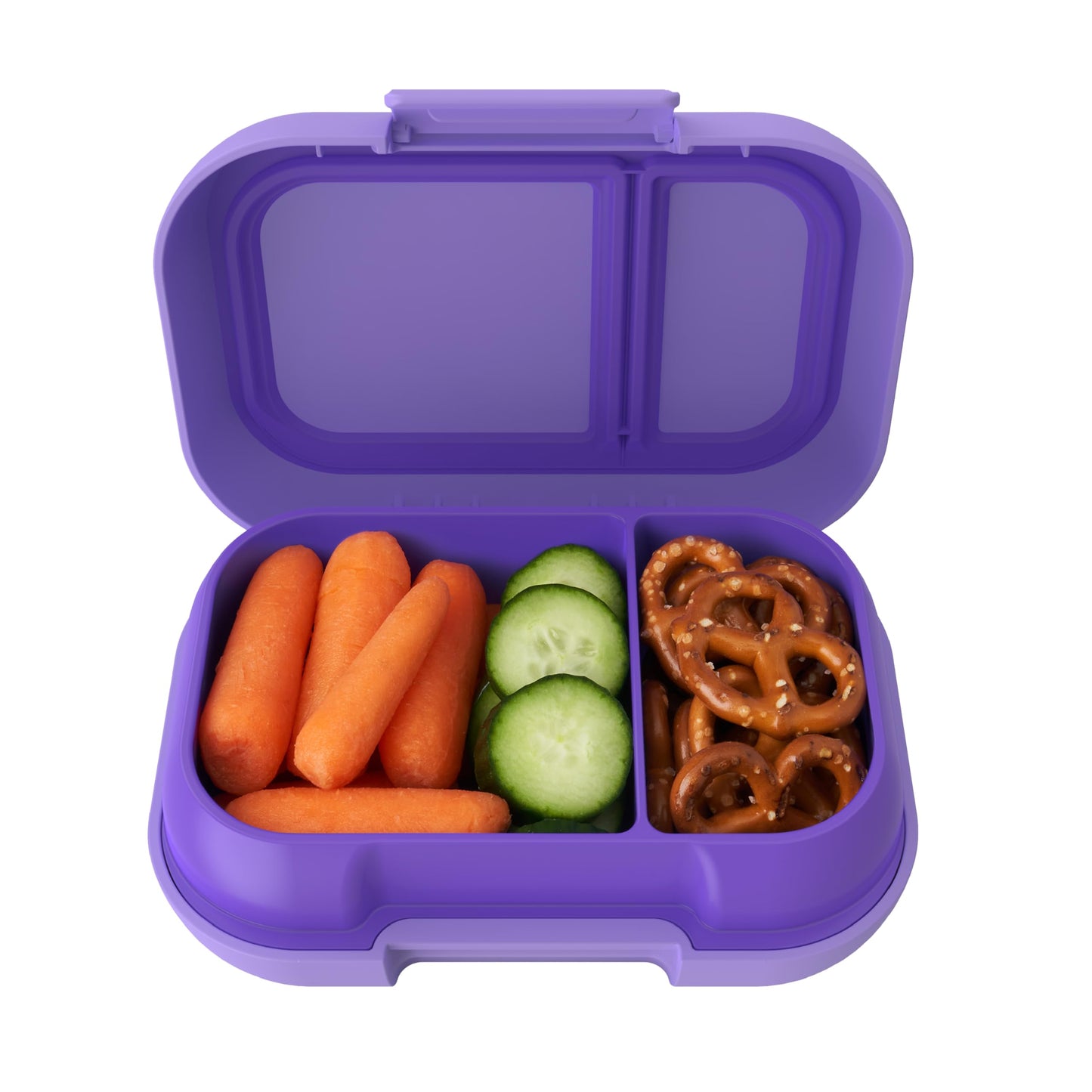 Bentgo Kids Snack - 2 Compartment Leak-Proof Bento Box Container for Snacks and Small Meals, Easy-Open Latch, Dishwasher Safe, BPA-Free for School, Daycare, &amp;amp; Sports - Ideal for Ages 3+ (Purple)