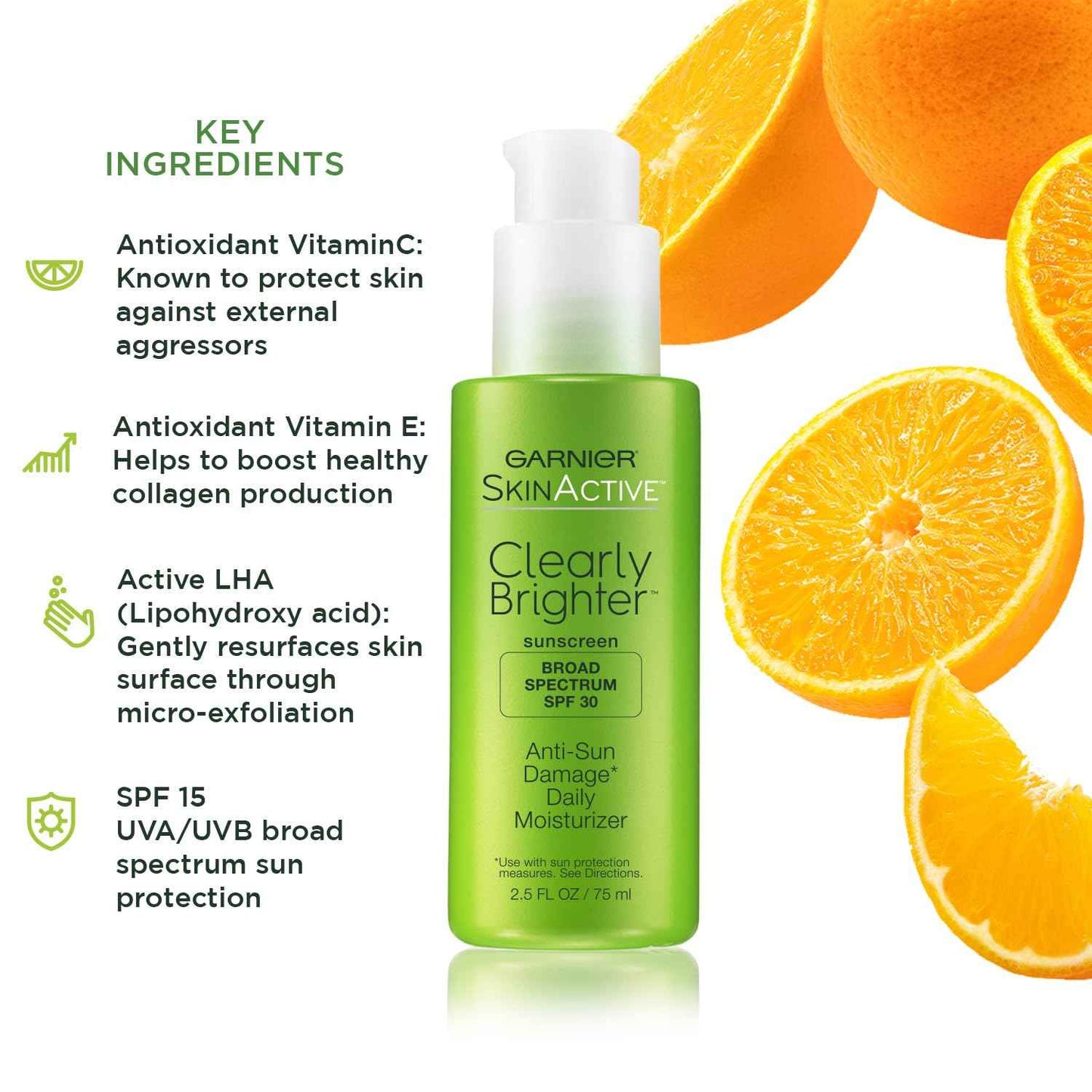 Garnier SkinActive Clearly Brighter SPF 30 Face Moisturizer with Vitamin C, 2.5 Fl Oz (75mL)