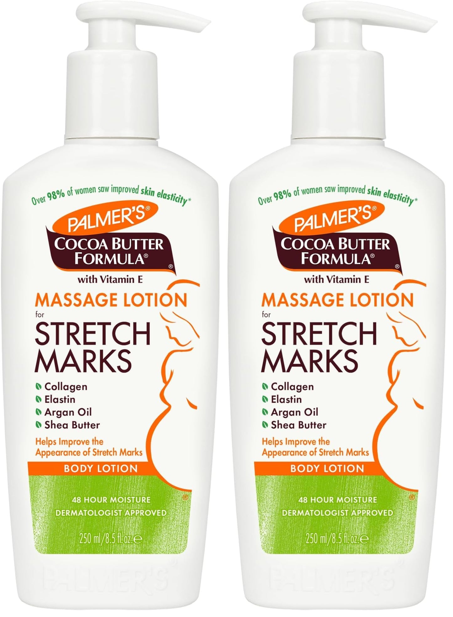 Palmer&amp;#39;s Cocoa Butter Formula Massage Lotion with Collagen and Elastin | For Stretch Marks | Pregnancy Skin Care | With Argan Oil and Shea Butter | 8.5 oz Pack of 2