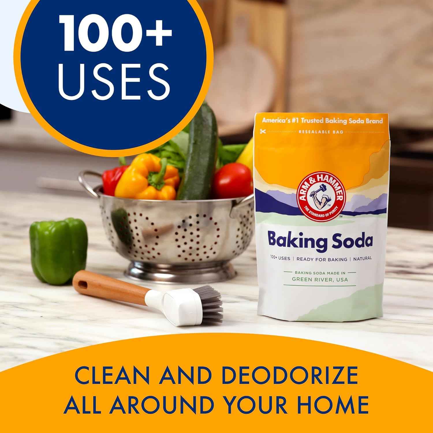 ARM & HAMMER Baking Soda, Multi-Purpose 100% Pure Sodium Bicarbonate Powder for Cooking, Baking, Cleaning, Laundry, Deodorizing, DIY & More