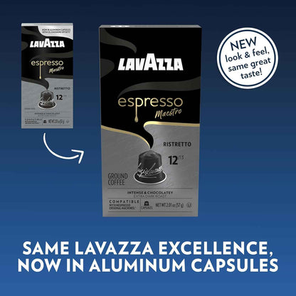 Lavazza Espresso Maestro Aluminum Capsules Compatible with Nespresso* Original Machines, Dark Espresso Roast, Arabica and Robusta Blend
