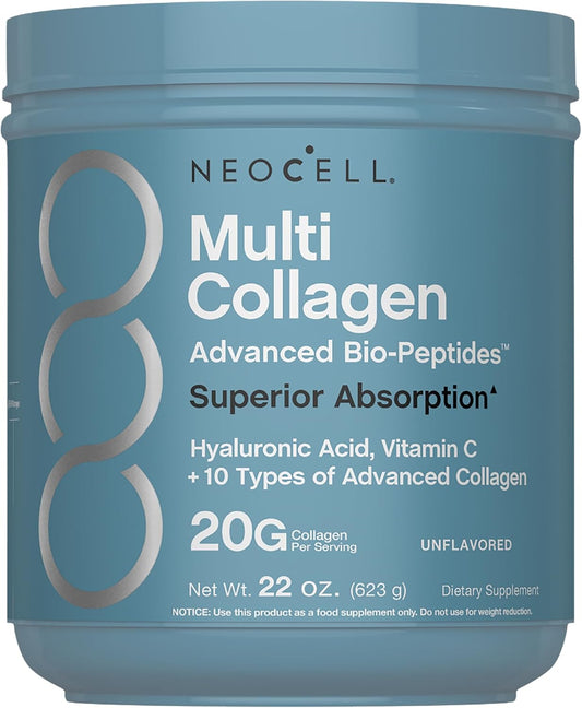 NeoCell_Multi_Collagen_Bio-Peptides_Powder_|_22oz_|_Advanced_with_Hyaluronic_Acid_and_Vitamin_C_|_10_Super_Types_of_Collagen_|_Superior_Absorption_|_Grassfed_Protein_Supplement