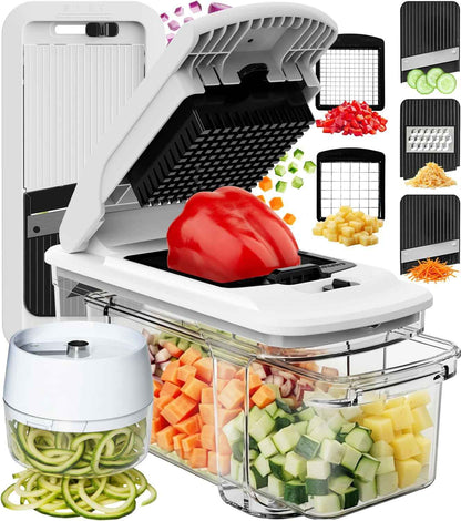 Fullstar XL Vegetable Chopper & Mandoline Slicer – Vegetable, Onion, Potato, Food, Veggie & Fruit Slicer, Dicer & Spiralizer with Pull-Out Catch Tray, Kitchen Gadgets & Gifts