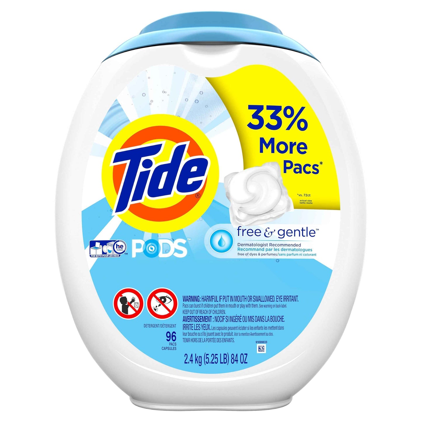 Tide Pods Free & Gentle Laundry Detergent Soap Pacs, Tide Pods Laundry Detergent (Packaging May Vary)