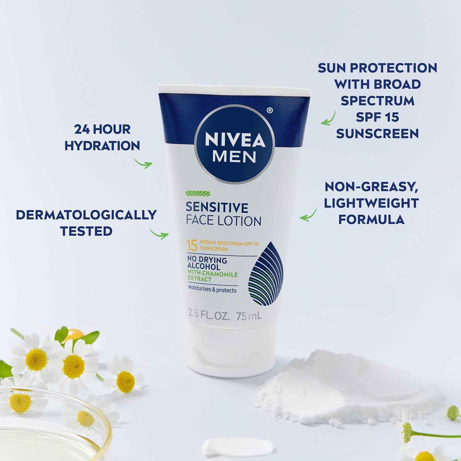 NIVEA MEN Sensitive Face Lotion with SPF 15, Broad Spectrum Sunscreen