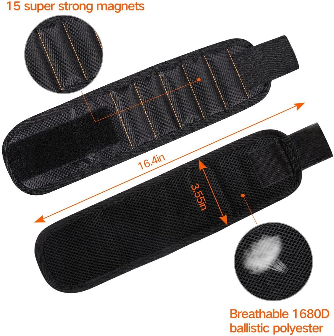 LATME_Magnetic_Wristband_with_15_Strong_Magnets_for_Holding_Screws_Nails_Drill_Bits-Best_Armband_Tool_for_DIY_Handyman_Unique_Gifts_for_Men_(Black)