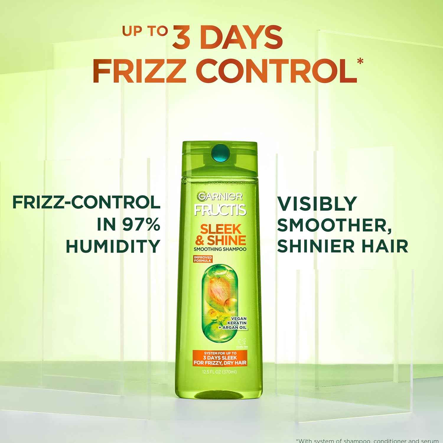 Garnier Fructis Sleek & Shine Shampoo, Frizzy, Dry, Unmanageable Hair