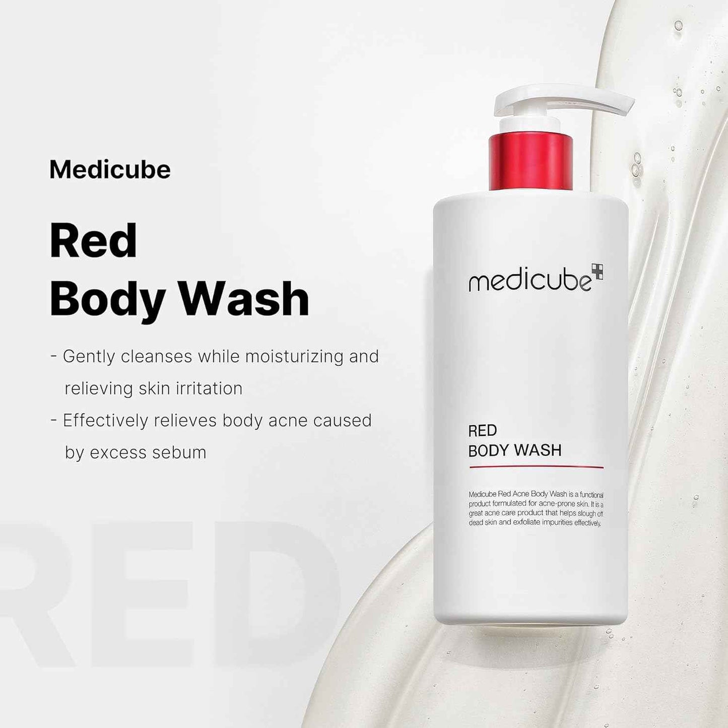 medicube Red Body Wash 14.10 Fl.oz I Low pH and Hydrating Cleanser with Salicylic Acid, Lactic Acid, Niacinamide and Hyaluronic Acid Suitable for Bacne Treatment | Korean Skin Care