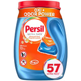 Persil Ultra Pacs Advanced Clean Oxi+Odor Power Laundry Detergent, 57 Count, No Mess, Single-Dose Laundry Soap, Fights Tough Stains & Odors, All Water Temperatures, HE Safe