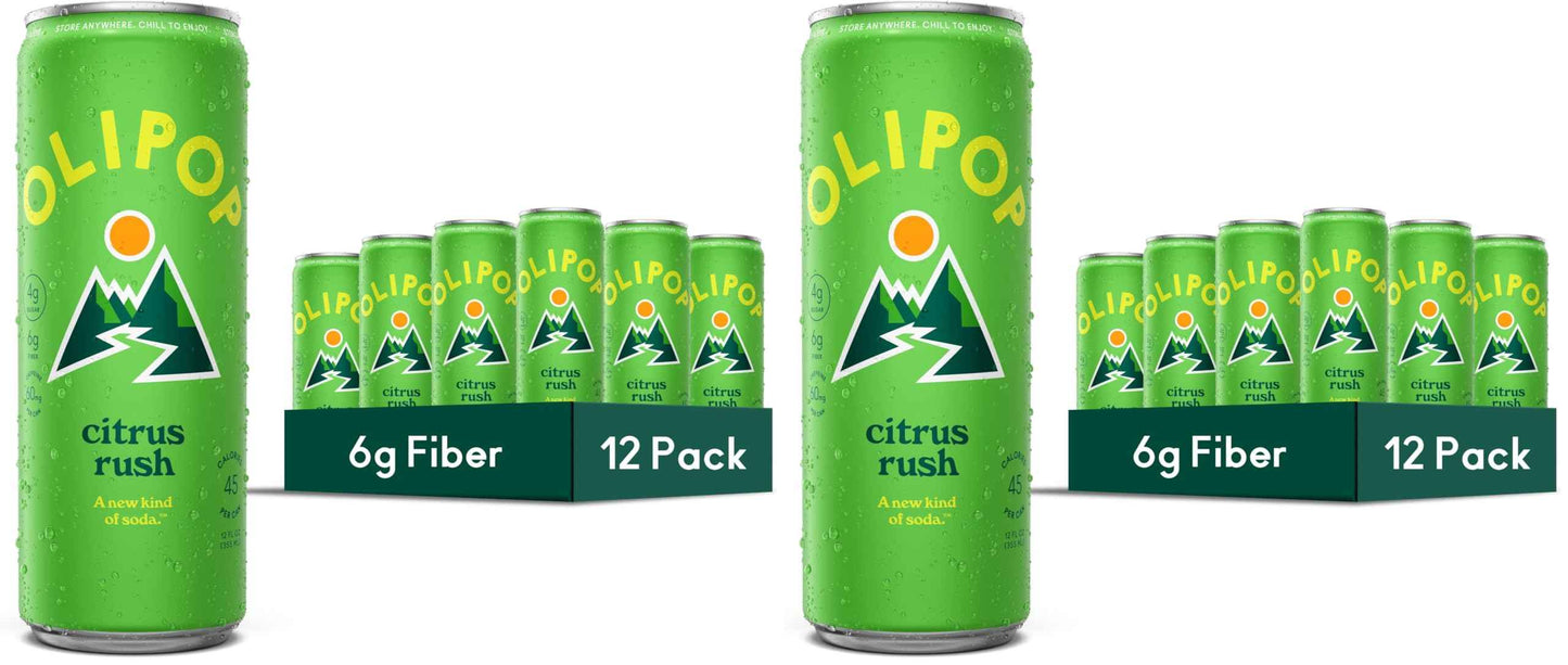 OLIPOP Prebiotic Soda Pop, Pantry Pack Packed with Prebiotics, Fiber, and Botanicals, Gluten Free, GMO Free
