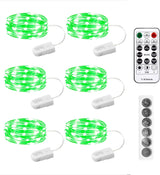 6PCS Fairy Lights Battery Powered with Remote, 7ft 20LEDs Twinkle Mini Lights with Timer, Waterproof Small Silver Wire Firefly Starry for DIY Wedding Party Christmas