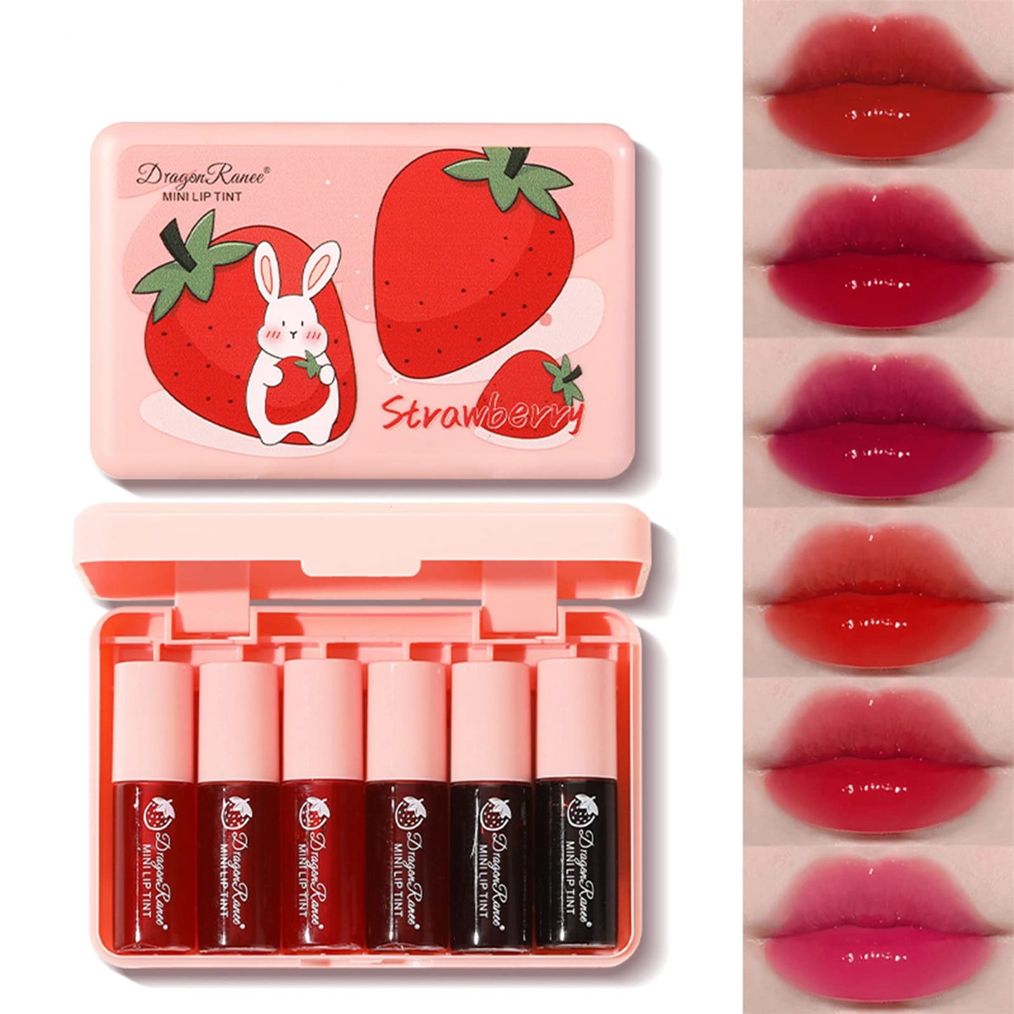 Deepmind 6 Colors Lip Stain Tint Set, Korean Lip Gloss Watery, Multi-use Lip &amp;amp; Cheek Tint Moisturizing Mini Liquid Lipstick,Long-lasting Waterproof Non-Sticky Cup High Pigment Lip Makeup