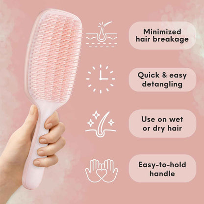 Lily England Detangling & Styling Brush - Pain-Free Brush for Curly Wet & Dry Hair With Flexible Bristles - Easy to Hold Brush for Women's 3c to 4c Curls