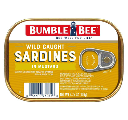 Bumble Bee Sardines, 3.75 oz Tin - Wild Caught, Gluten Free, Keto, Kosher