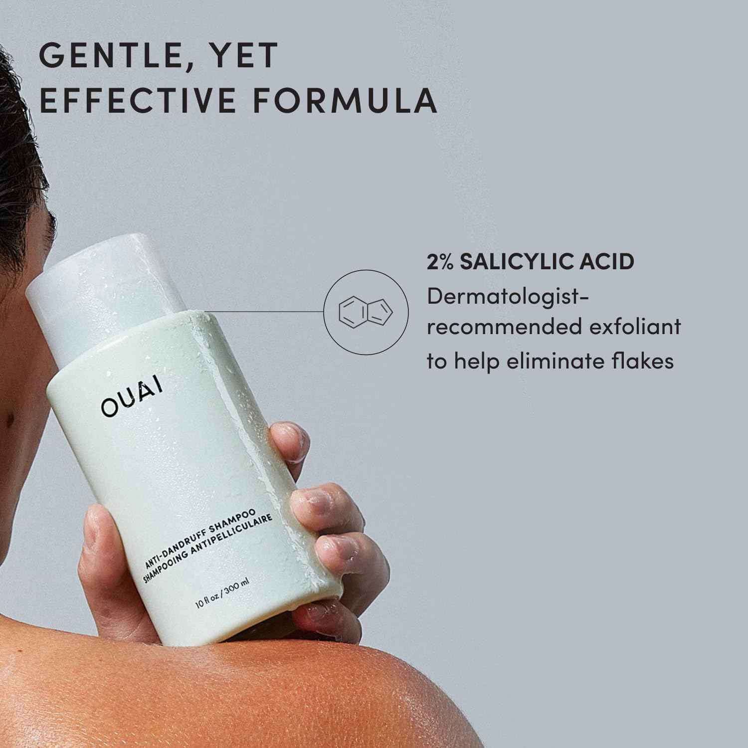 OUAI Anti Dandruff Shampoo - Soothing Salicylic Acid Shampoo for Flaky, Dry and Itchy Scalp - Reduces Itching, Redness and Irritation - Sulfate Free Scalp Care (10 Fl Oz)
