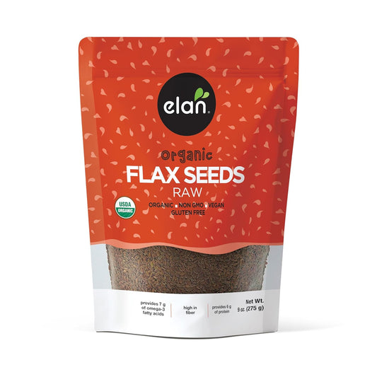 Elan_Organic_Flax_Seed,_9_oz,_Whole_Seeds,_Raw_Seeds,_Non-GMO,_Vegan,_Gluten-Free,_Kosher,_High_in_Fiber,_Gels_Easily