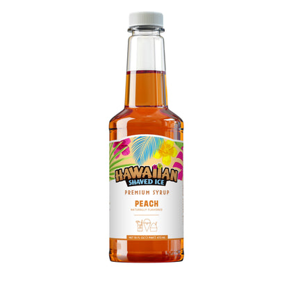 Hawaiian Shaved Ice Peach Syrup - Nut Soy Dairy Free - Flavor Fluffy &amp;amp; Crunchy Snow Cones - Shelf Stable - Makes 8 Servings - 16 ounces