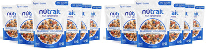 NuTrail Nut Granola Cereal, Blueberry Cinnamon, No Sugar Added, Gluten Free, Grain Free, Keto, Low Carb, Healthy Breakfast Cereal 8 oz.