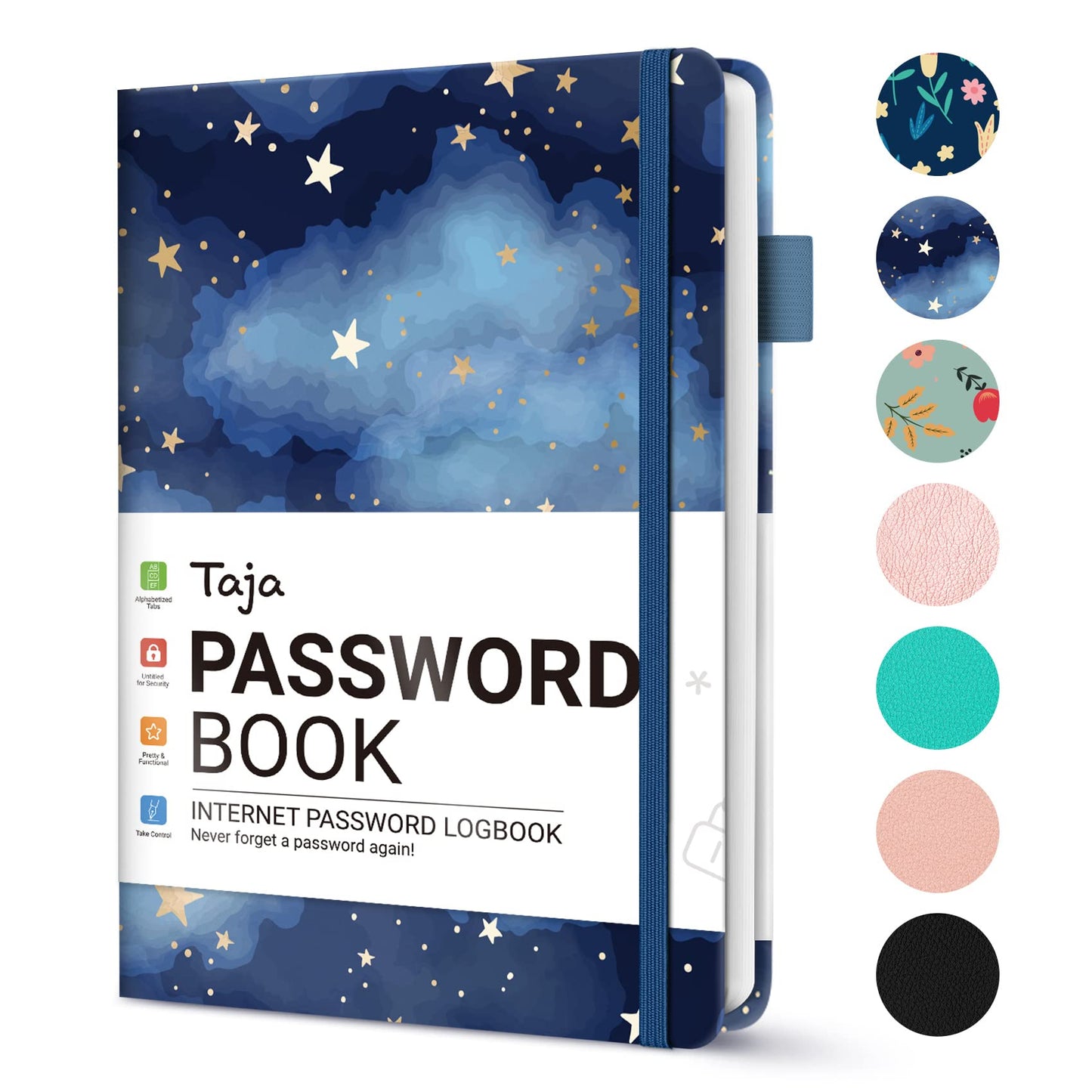 Taja Password Keeper Book with Alphabetical Tabs, Small Password Books for Seniors, Password Notebook for Internet Website Address Log in Detail, Password Logbook to Help You Stay Organized - Star