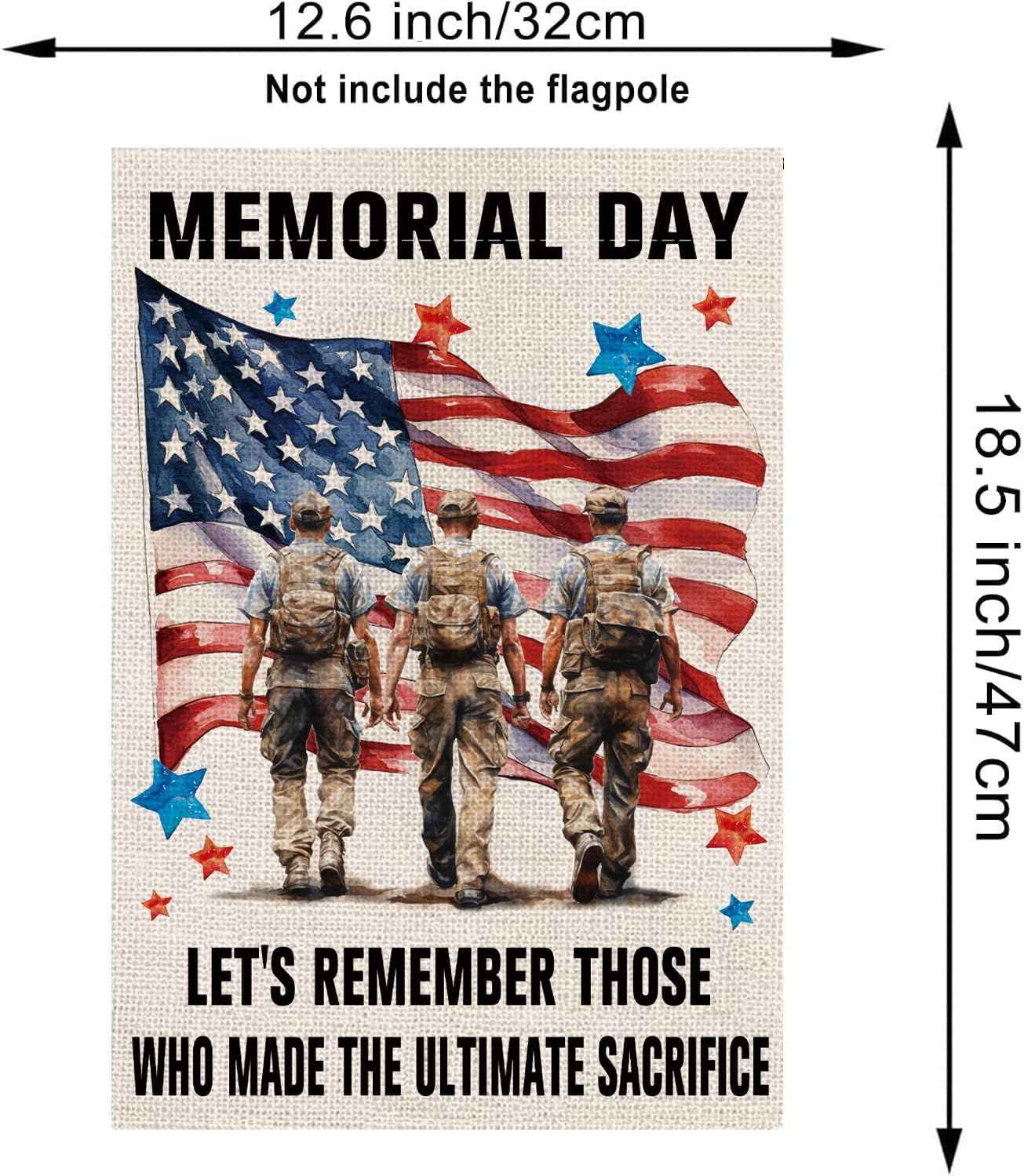 Memorial Day Garden Flag Patriotic 4th of July Stars and Stripes Veterans American Patriotic Vertical Double Sided Yard Outdoor Decor 12.5x18 Inch