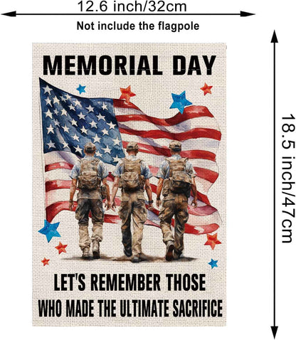 Memorial Day Garden Flag Patriotic 4th of July Stars and Stripes Veterans American Patriotic Vertical Double Sided Yard Outdoor Decor 12.5x18 Inch