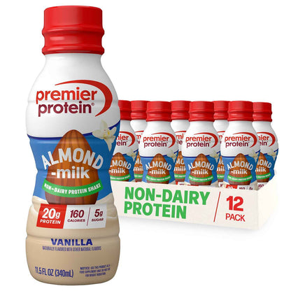 Premier Protein Non-Dairy Plant Based Almondmilk Protein Shake – 20g Protein, 5g Sugar, 11.5 Fl oz