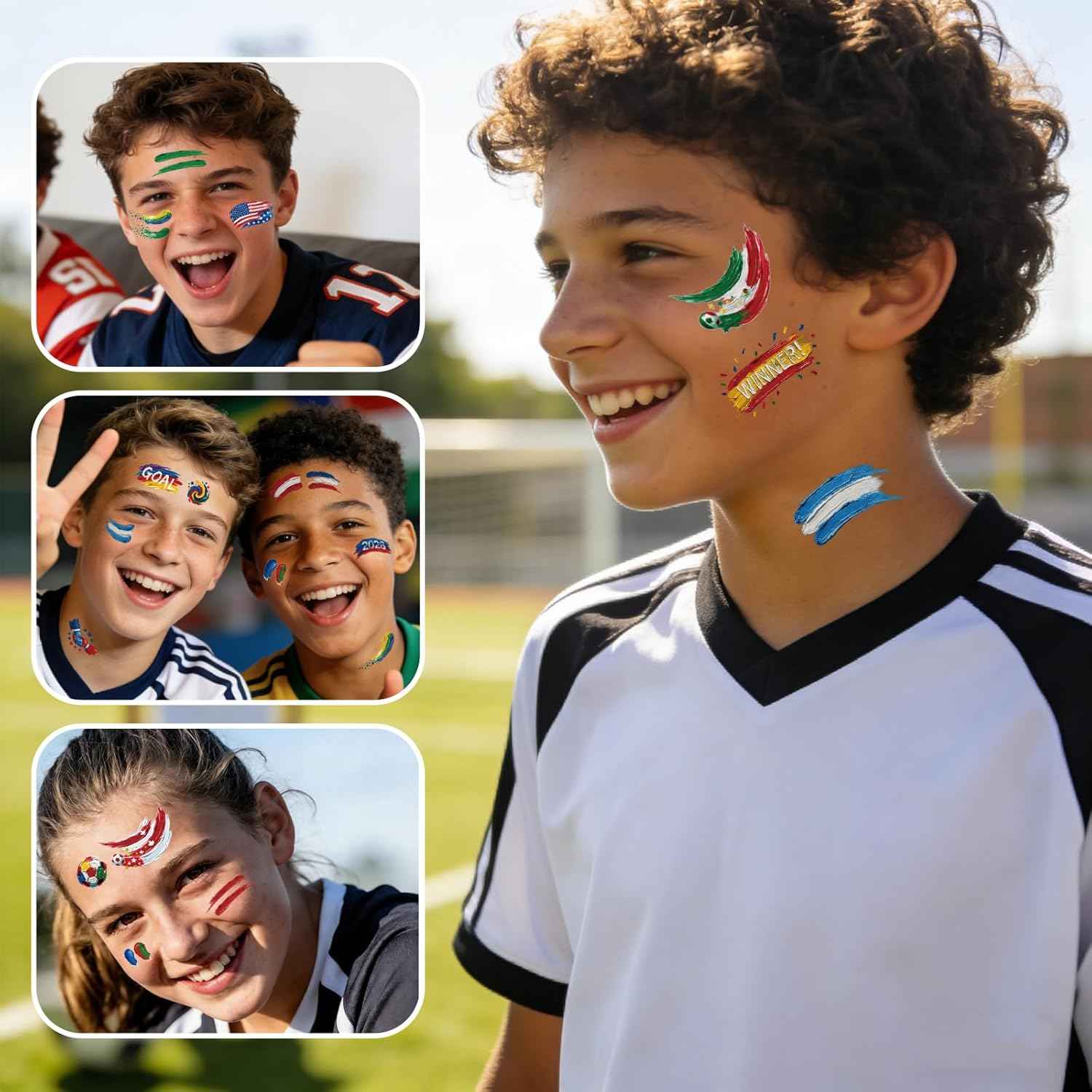Awinmay 45 Pcs Soccer Tattoos - World Cup Temporary Tattoos for Kids，Adult，Teens，Soccer Party Favors Sports Themed Supplies Fake Tattoo Stickers，World Cup 2026 Merchandise，Kids Goodie Bag Stuffers