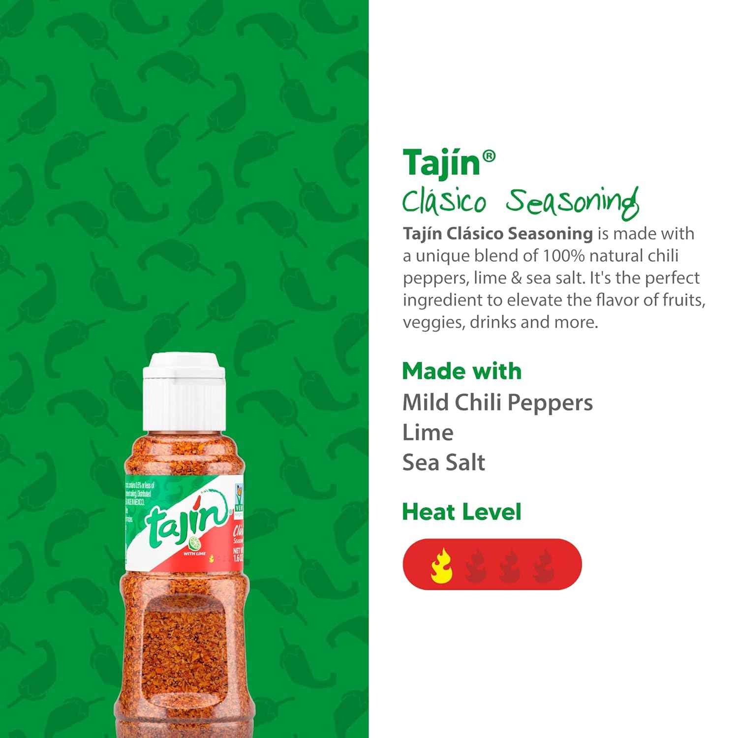 Tajin Clásico Seasoning, Mini Portable Mexican Chili Lime Spice Blend for Fruit, Snacks, Tacos, and Cocktails, Zesty Flavor Enhancer, 1.6 oz
